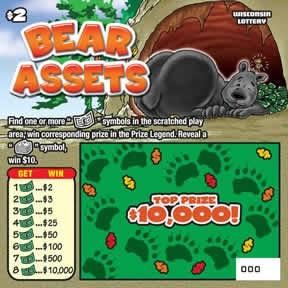 Bear Assets instant scratch ticket from Wisconsin Lottery - unscratched