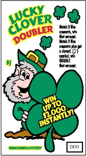 Lucky Clover instant scratch ticket from Wisconsin Lottery - unscratched