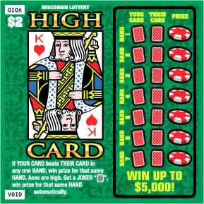 High Card instant scratch ticket from Wisconsin Lottery - unscratched