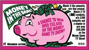 Money in the Bank instant scratch ticket from Wisconsin Lottery - unscratched
