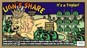 Lion's Share instant scratch ticket from Wisconsin Lottery - unscratched