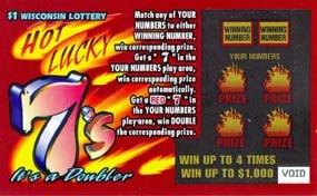 Hot Lucky 7's instant scratch ticket from Wisconsin Lottery - unscratched