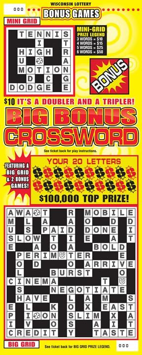 Big Bonus instant scratch ticket from Wisconsin Lottery - unscratched