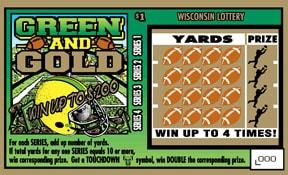 Green and Gold instant scratch ticket from Wisconsin Lottery - unscratched