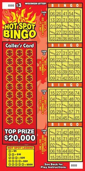 Hot Spot Bingo instant scratch ticket from Wisconsin Lottery - unscratched