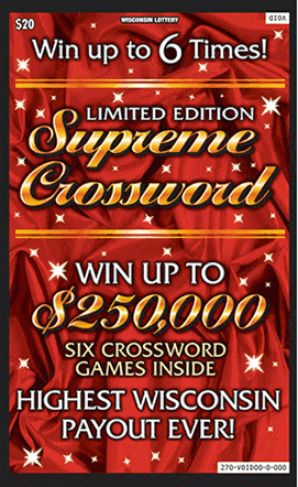 Supreme Crossword instant scratch ticket from Wisconsin Lottery - unscratched