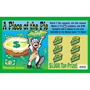 Piece of the Pie instant scratch ticket from Wisconsin Lottery - unscratched
