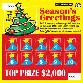 Seasons Greetings instant scratch ticket from Wisconsin Lottery - unscratched