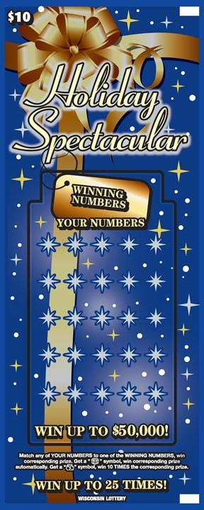 Holiday Spectacular instant scratch ticket from Wisconsin Lottery - unscratched