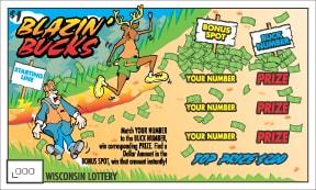 Blazin' Bucks instant scratch ticket from Wisconsin Lottery - unscratched