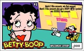 Betty Boop instant scratch ticket from Wisconsin Lottery - unscratched