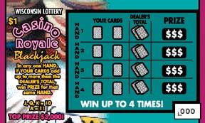 Casino Royale Blackjack instant scratch ticket from Wisconsin Lottery - unscratched