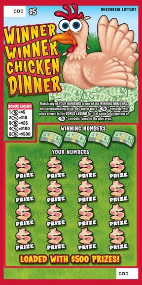 Winner Winner Chicken Dinner instant scratch ticket from Wisconsin Lottery - unscratched