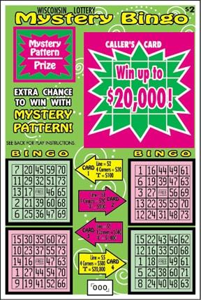 Mystery Bingo instant scratch ticket from Wisconsin Lottery - unscratched