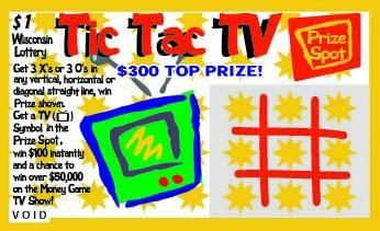 Tic Tac TV instant scratch ticket from Wisconsin Lottery - unscratched