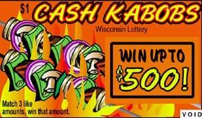 Cash Kabobs instant scratch ticket from Wisconsin Lottery - unscratched