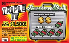 Triple It instant scratch ticket from Wisconsin Lottery - unscratched