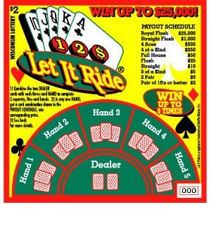 Let it Ride instant scratch ticket from Wisconsin Lottery - unscratched