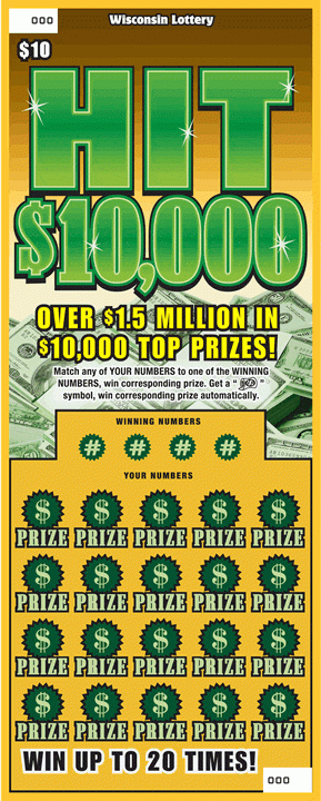 Hit $10,000 instant scratch ticket from Wisconsin Lottery - unscratched