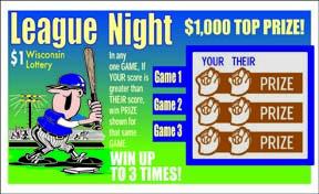 League Night instant scratch ticket from Wisconsin Lottery - unscratched