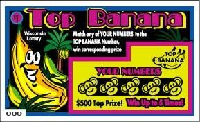 Top Banana instant scratch ticket from Wisconsin Lottery - unscratched