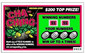 Cha-Ching instant scratch ticket from Wisconsin Lottery - unscratched