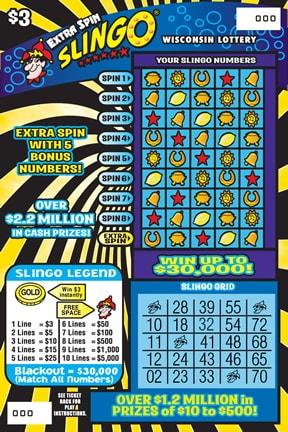 Extra Spin Slingo instant scratch ticket from Wisconsin Lottery - unscratched