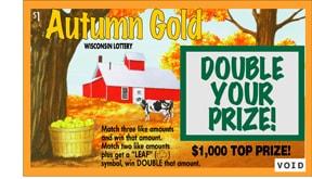 Autumn Gold instant scratch ticket from Wisconsin Lottery - unscratched