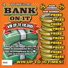 Bank on It instant scratch ticket from Wisconsin Lottery - unscratched