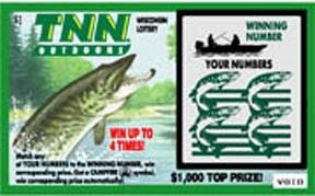 TNN Outdoors instant scratch ticket from Wisconsin Lottery - unscratched