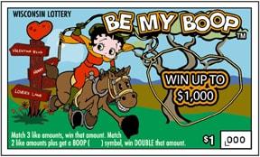 Be My Boop instant scratch ticket from Wisconsin Lottery - unscratched