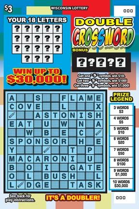 Double Crossword instant scratch ticket from Wisconsin Lottery - unscratched