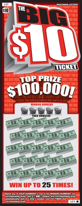 The Big $10 Ticket instant scratch ticket from Wisconsin Lottery - unscratched