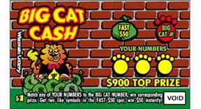 Big Cat Cash instant scratch ticket from Wisconsin Lottery - unscratched