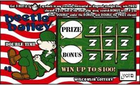 Beetle Bailey instant scratch ticket from Wisconsin Lottery - unscratched