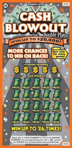 Cash Blowout Double Play instant scratch ticket from Wisconsin Lottery - unscratched