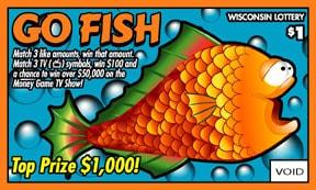 Go Fish instant scratch ticket from Wisconsin Lottery - unscratched
