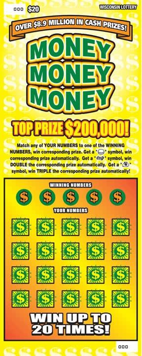 Money Money Money instant scratch ticket from Wisconsin Lottery - unscratched