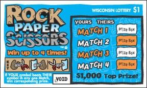 Rock Paper Scissors instant scratch ticket from Wisconsin Lottery - unscratched