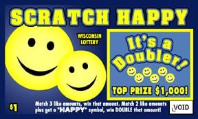 Scratch Happy instant scratch ticket from Wisconsin Lottery - unscratched