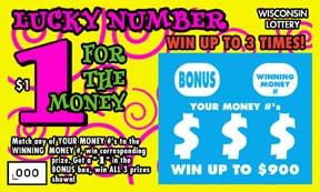 Lucky Number instant scratch ticket from Wisconsin Lottery - unscratched