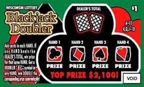Blackjack Doubler instant scratch ticket from Wisconsin Lottery - unscratched