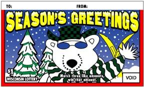 Seasons Greetings instant scratch ticket from Wisconsin Lottery - unscratched