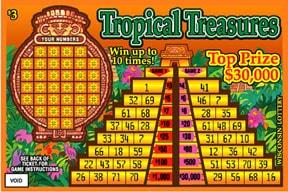Tropical Treasures instant scratch ticket from Wisconsin Lottery - unscratched