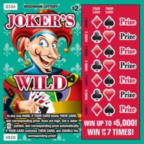 Joker's Wild instant scratch ticket from Wisconsin Lottery - unscratched