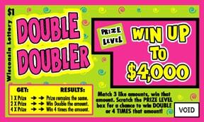 Double Doubler instant scratch ticket from Wisconsin Lottery - unscratched