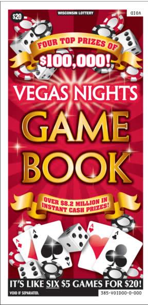 Vegas Nights Game Book instant scratch ticket from Wisconsin Lottery - unscratched