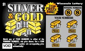 Silver and Gold instant scratch ticket from Wisconsin Lottery - unscratched