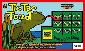 TicTacToad instant scratch ticket from Wisconsin Lottery - unscratched