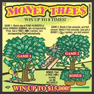 Money Trees instant scratch ticket from Wisconsin Lottery - unscratched